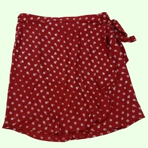 Madewell Red Floral Skirt